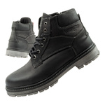 Wrangler Allan Mid  buty męskie sztyblety trzewiki eleganckie skórzane czarne